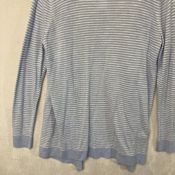 NWT Loft Open Front Cardigan Womens Large L Blue White Coastal Lightweight Beach - Picture 10 of 10